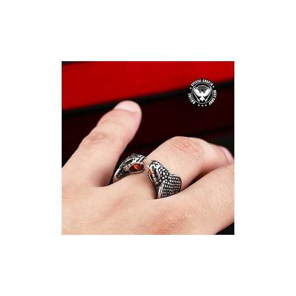 انگشتر دو کبری با دو گوی سرخ یاقوتی