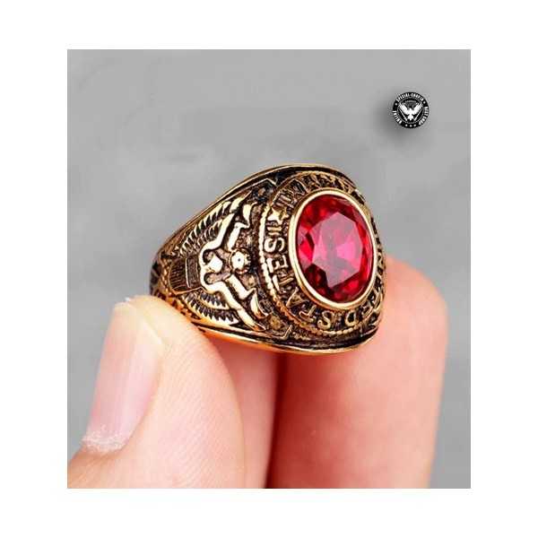 انگشتر کالج ارتش امریکا سنگ قرمز