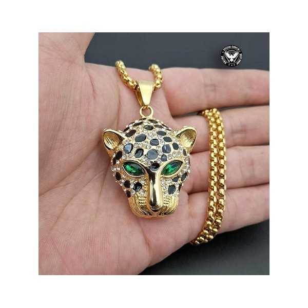 گردنبند فوق لاکچری ببر روکش طلا ( دارای کلیپ تصویری)