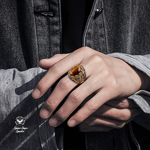 انگشتر مردانه سنگ چشم ببر