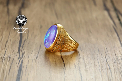 انگشتر روکش طلا با سنگ اوپال